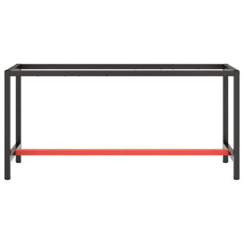 VidaXL vidaXL Work Bench Frame Matte Black and Matte Red Metal Table Bracket Base 2