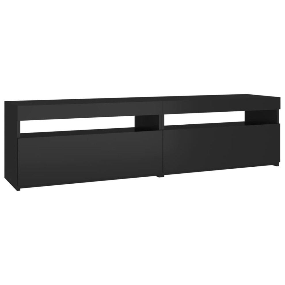 vidaXL 2x TV Cabinets with LED Lights Black Media Unit Sideboard Furniture