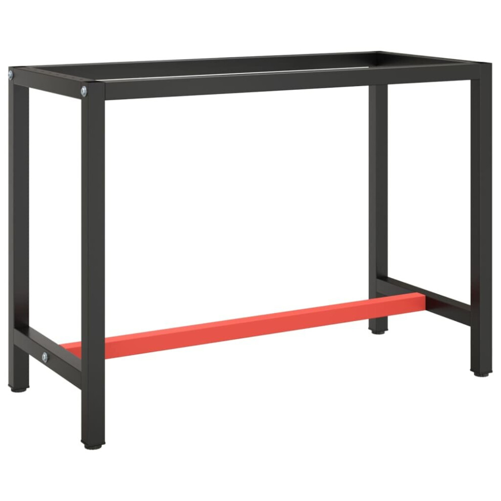 vidaXL Work Bench Frame Matte Black and Matte Red Metal Table Bracket Base