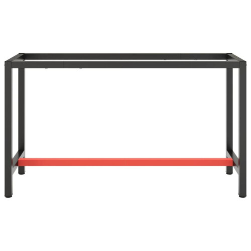 VidaXL vidaXL Work Bench Frame Matte Black and Matte Red Metal Table Bracket Base 2