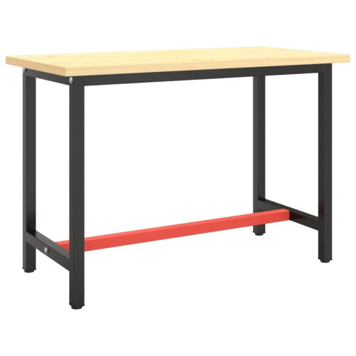 VidaXL vidaXL Work Bench Frame Matte Black and Matte Red Metal Table Bracket Base 1