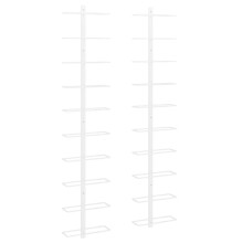 vidaXL 2x Wall-mounted Wine Rack for 10 Bottles White Metal Bottle Holder Rack