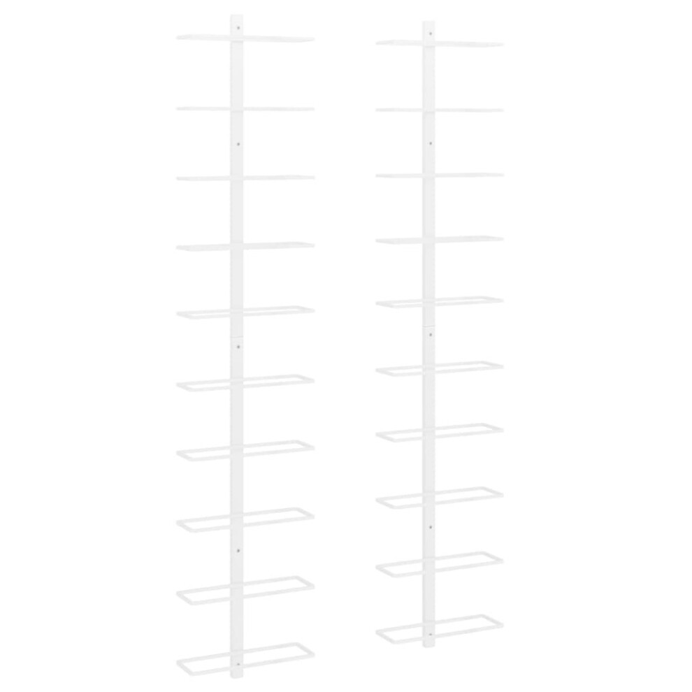 Vidaxl 2X Wall-Mounted Wine Rack For 10 Bottles White Metal Bottle Holder Rack