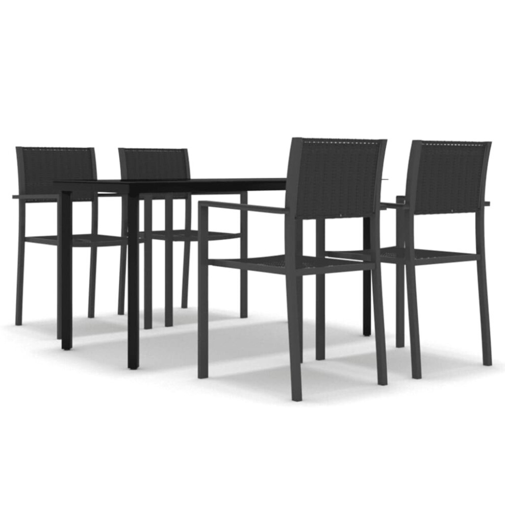 Vidaxl Garden Dining Set 5 Piece Black Outdoor Patio Furniture Table And Chair