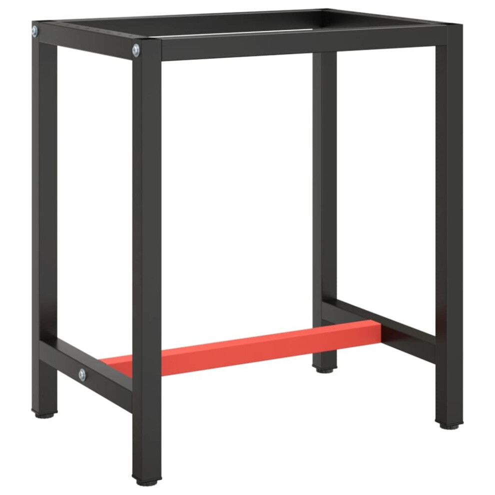 vidaXL Work Bench Frame Matte Black and Matte Red Metal Table Bracket Base