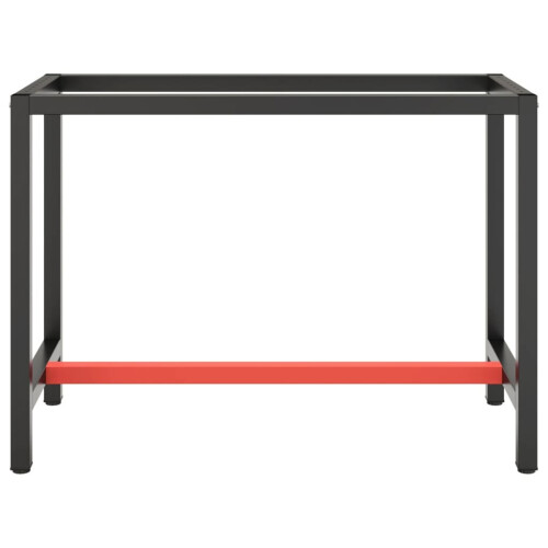 VidaXL vidaXL Work Bench Frame Matte Black and Matte Red Metal Table Bracket Base 2