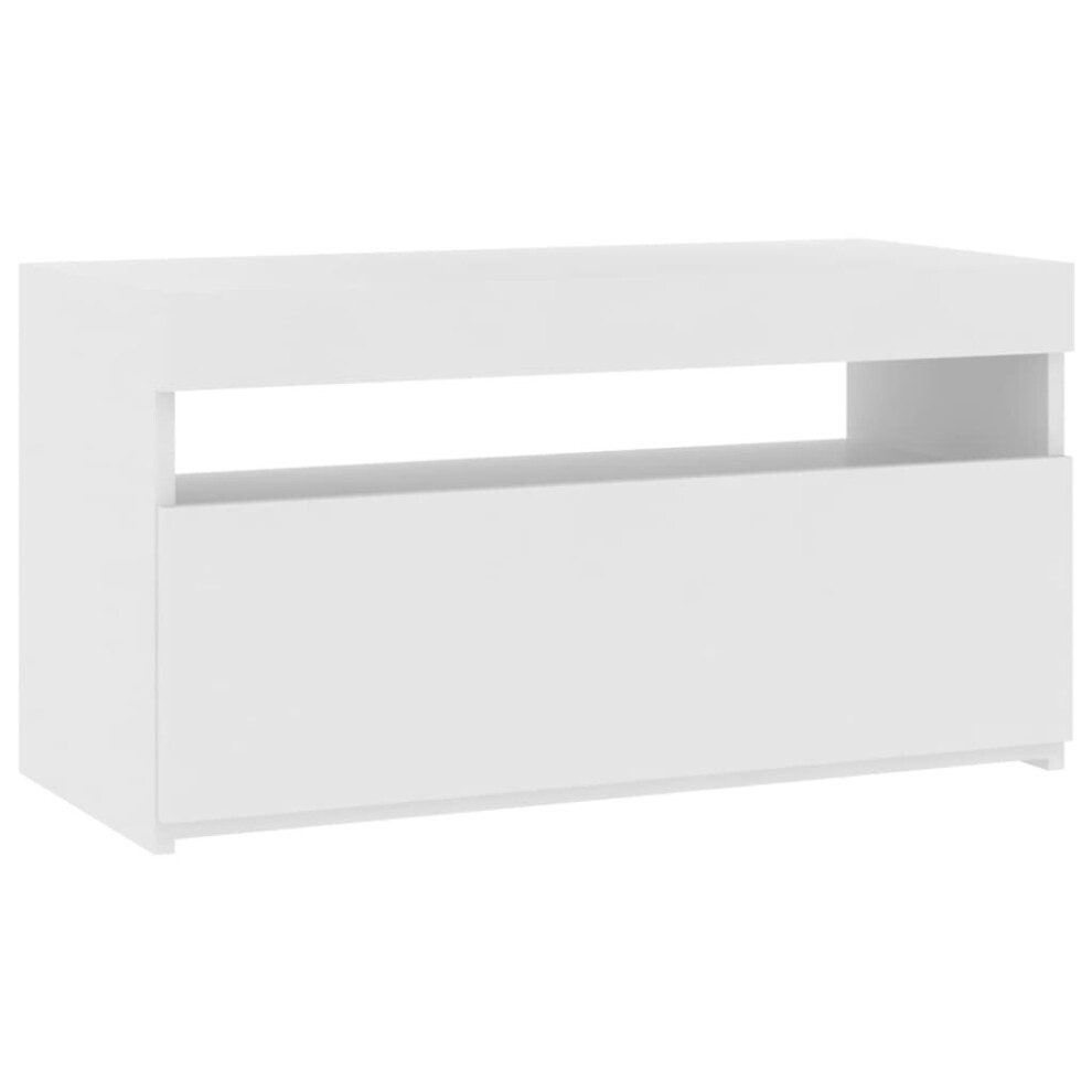 vidaXL TV Cabinet with LED Lights White Media Unit Sideboard Home Furniture