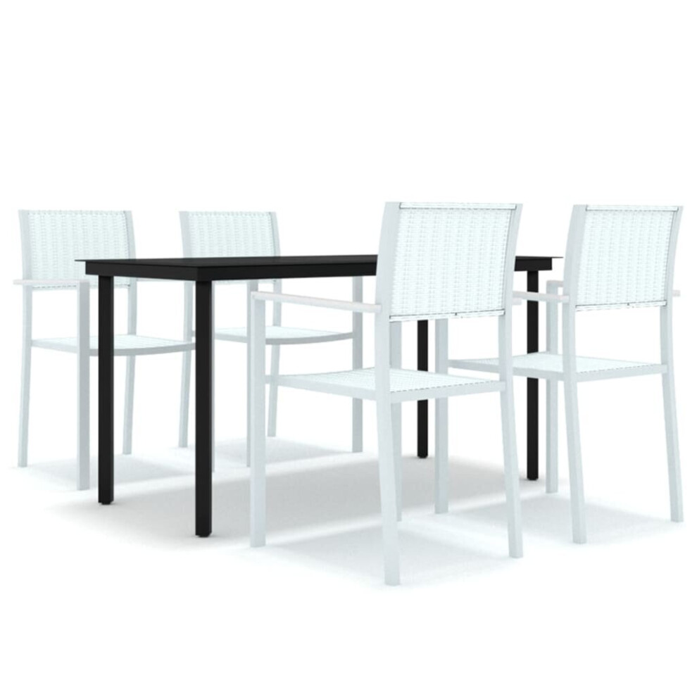 vidaXL Garden Dining Set 5 Piece White Outdoor Patio Furniture Table and Chair