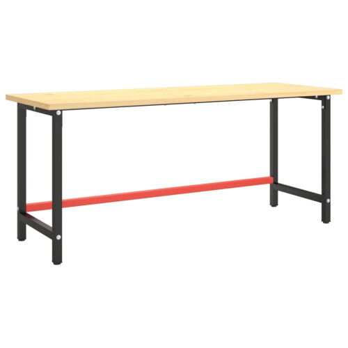 VidaXL vidaXL Work Bench Frame Matte Black and Matte Red Metal Table Bracket Base 1