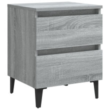 vidaXL Bed Cabinet with Metal Legs Grey Sonoma Bedside Table Storage Cabinet
