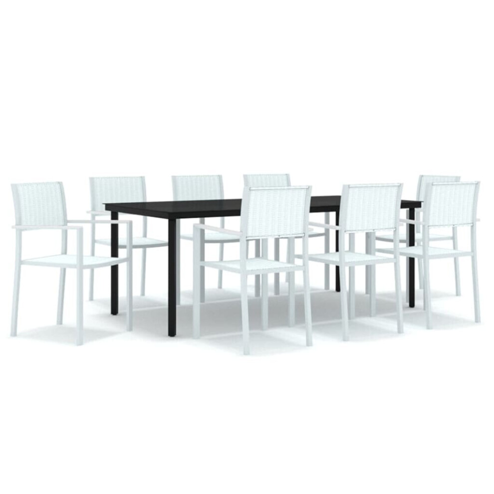 Vidaxl Garden Dining Set 9 Piece White Outdoor Patio Furniture Table And Chair