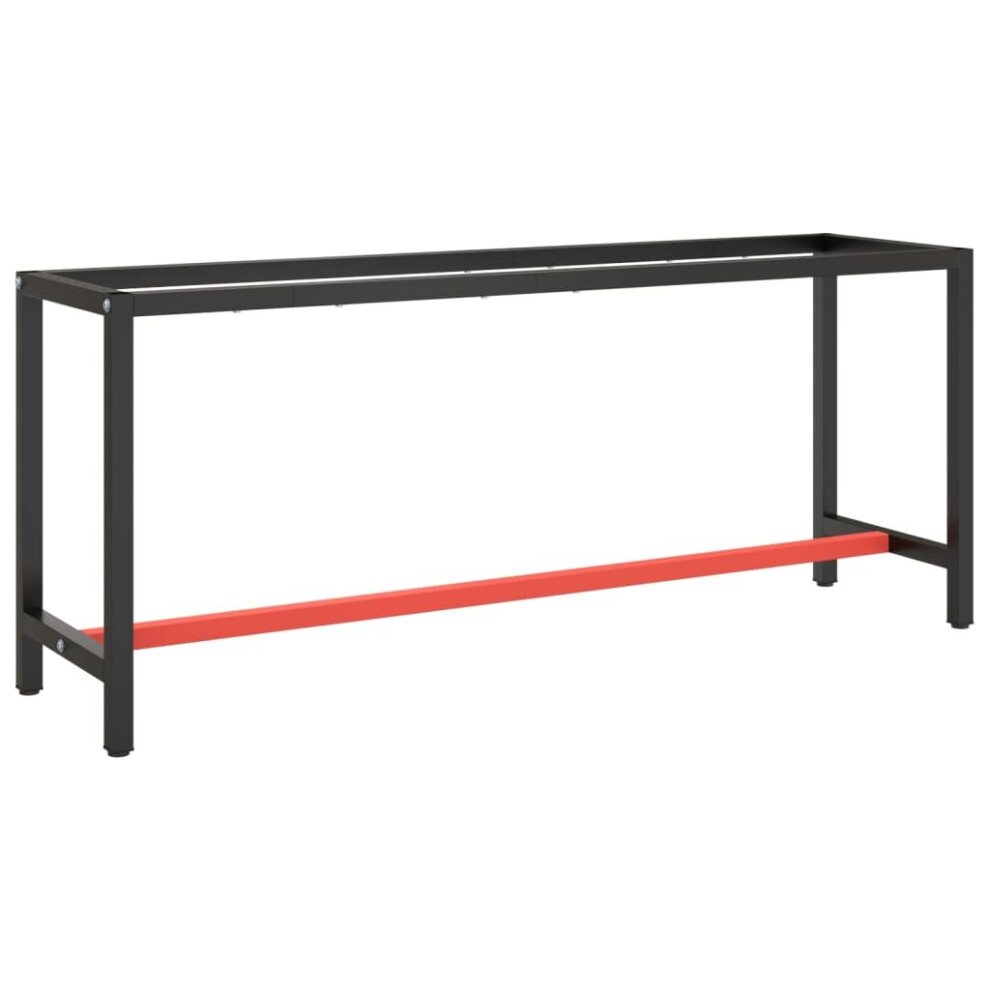 vidaXL Work Bench Frame Matte Black and Matte Red Metal Table Bracket Base
