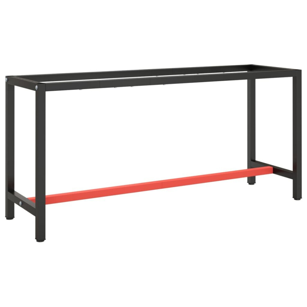 vidaXL Work Bench Frame Matte Black and Matte Red Metal Table Bracket Base