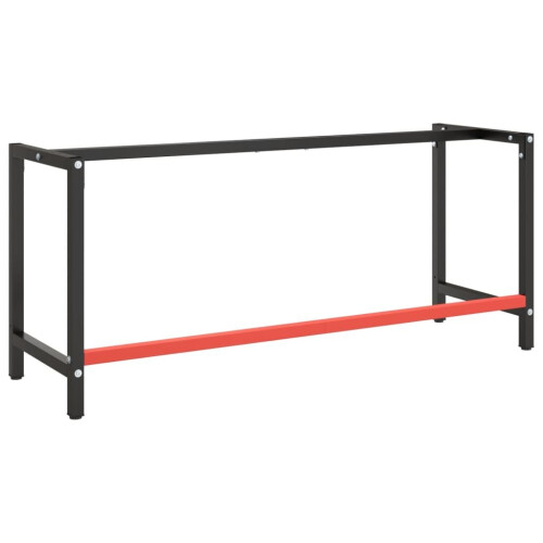 VidaXL vidaXL Work Bench Frame Matte Black and Matte Red Metal Table Bracket Base 2