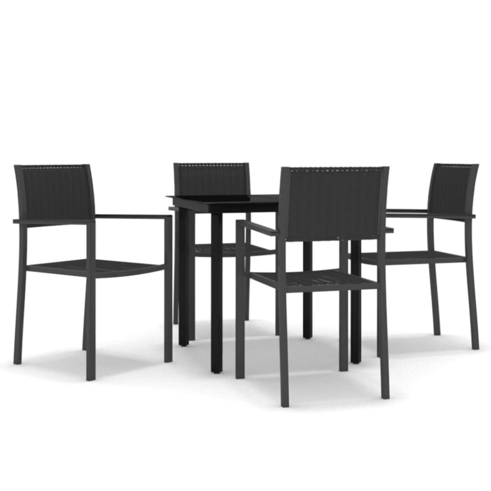 Vidaxl Garden Dining Set 5 Piece Black Outdoor Patio Furniture Table And Chair