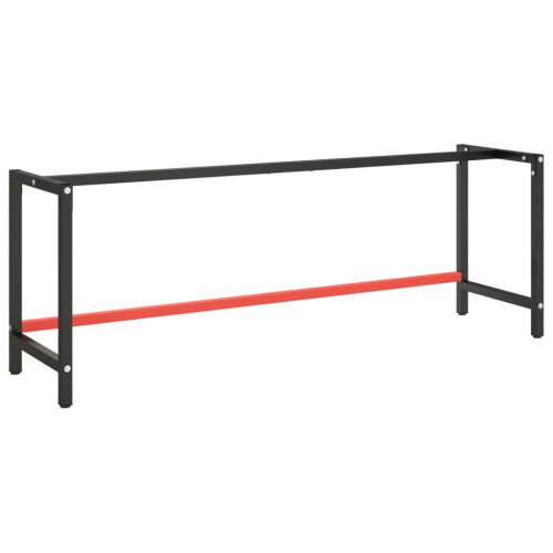 VidaXL vidaXL Work Bench Frame Matte Black and Matte Red Metal Table Bracket Base