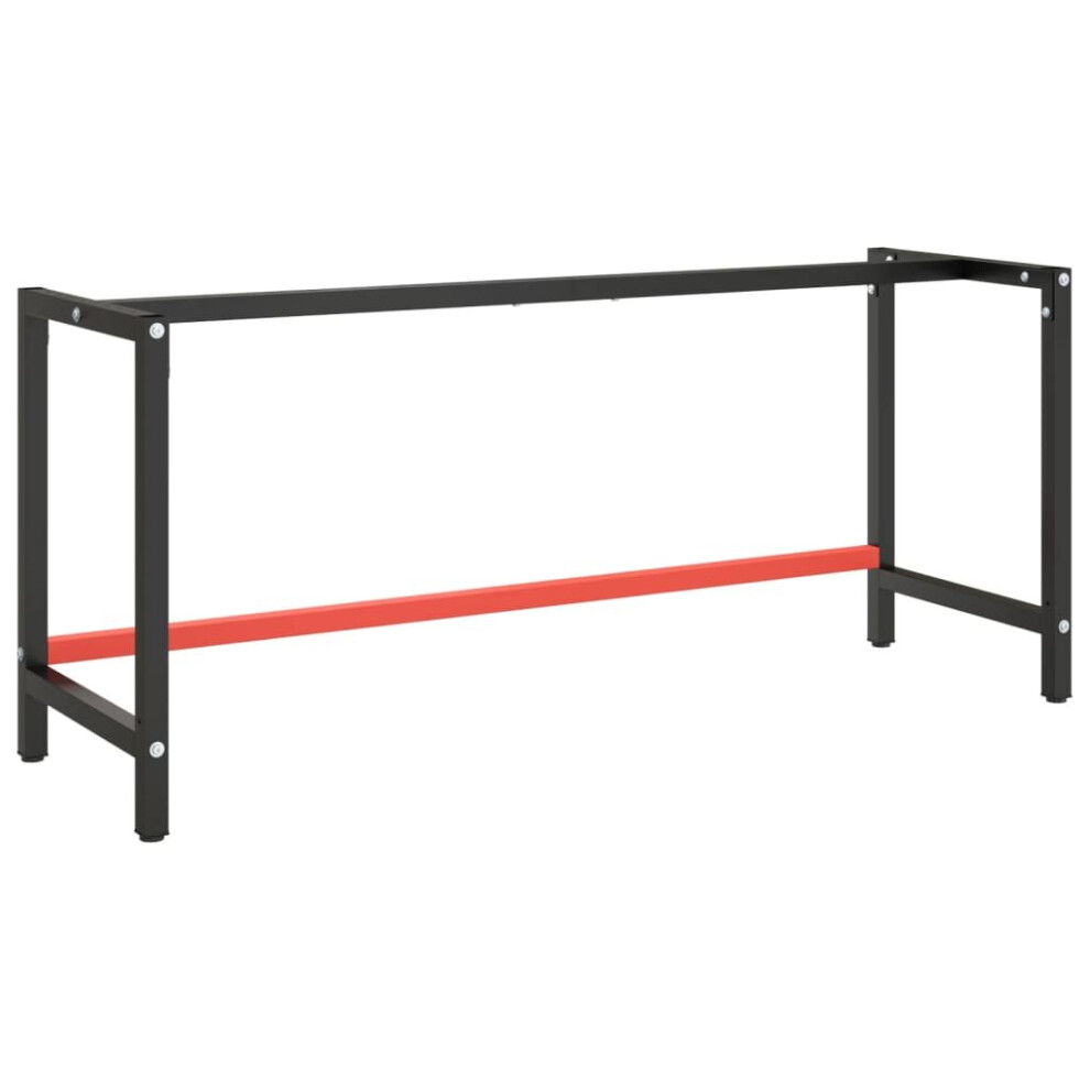 vidaXL Work Bench Frame Matte Black and Matte Red Metal Table Bracket Base