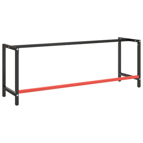 VidaXL vidaXL Work Bench Frame Matte Black and Matte Red Metal Table Bracket Base 2