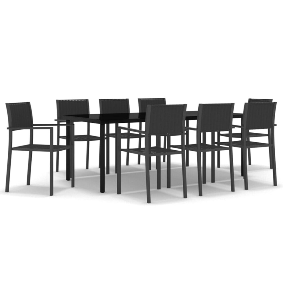 vidaXL Garden Dining Set 9 Piece Black Outdoor Patio Furniture Table and Chair