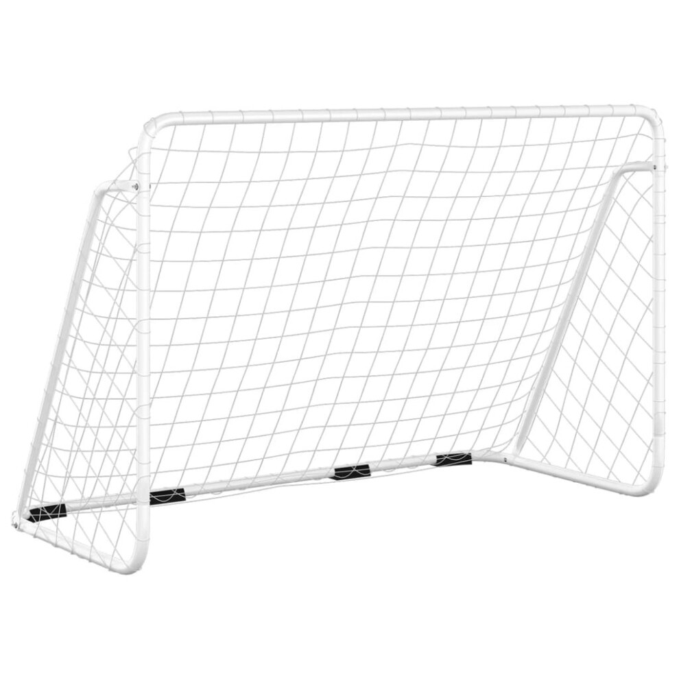 vidaXL Football Goal with Net White Steel Outdoor Soccer Training Equipment