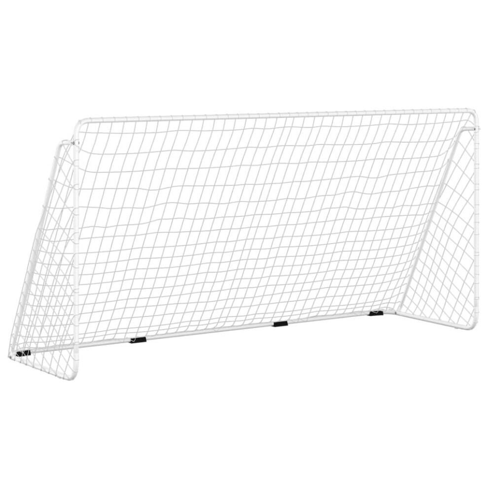 vidaXL Football Goal with Net White Steel Outdoor Soccer Training Equipment