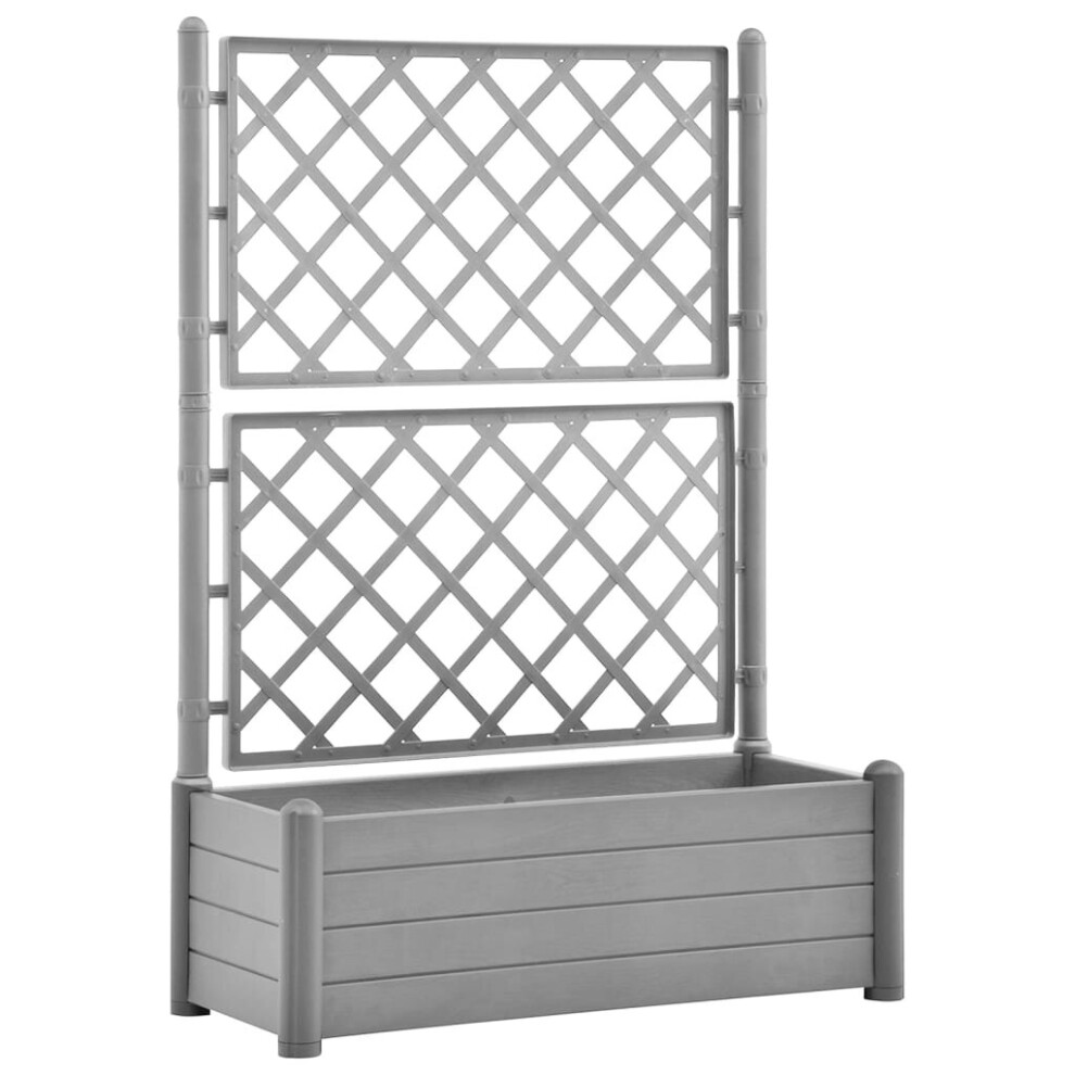 vidaXL Garden Planter With Trellis 100x43x142 Cm PP Stone Grey Raised Bed