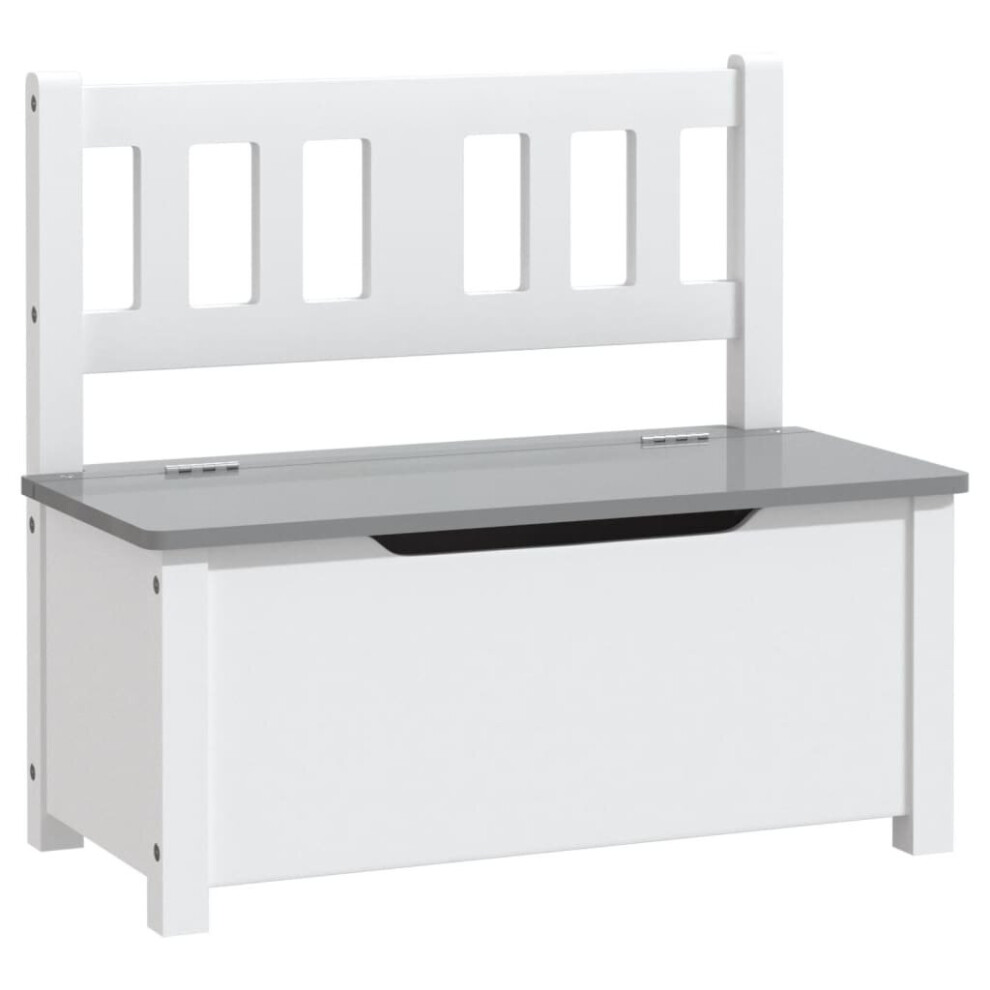 Vidaxl Children Storage Bench White And Grey Mdf Indoor Kids Seating Chair