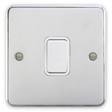 Deta 1903CHW Light Switch 1 Gang 2 Way 10 Amp Polished Chrome / White Insert