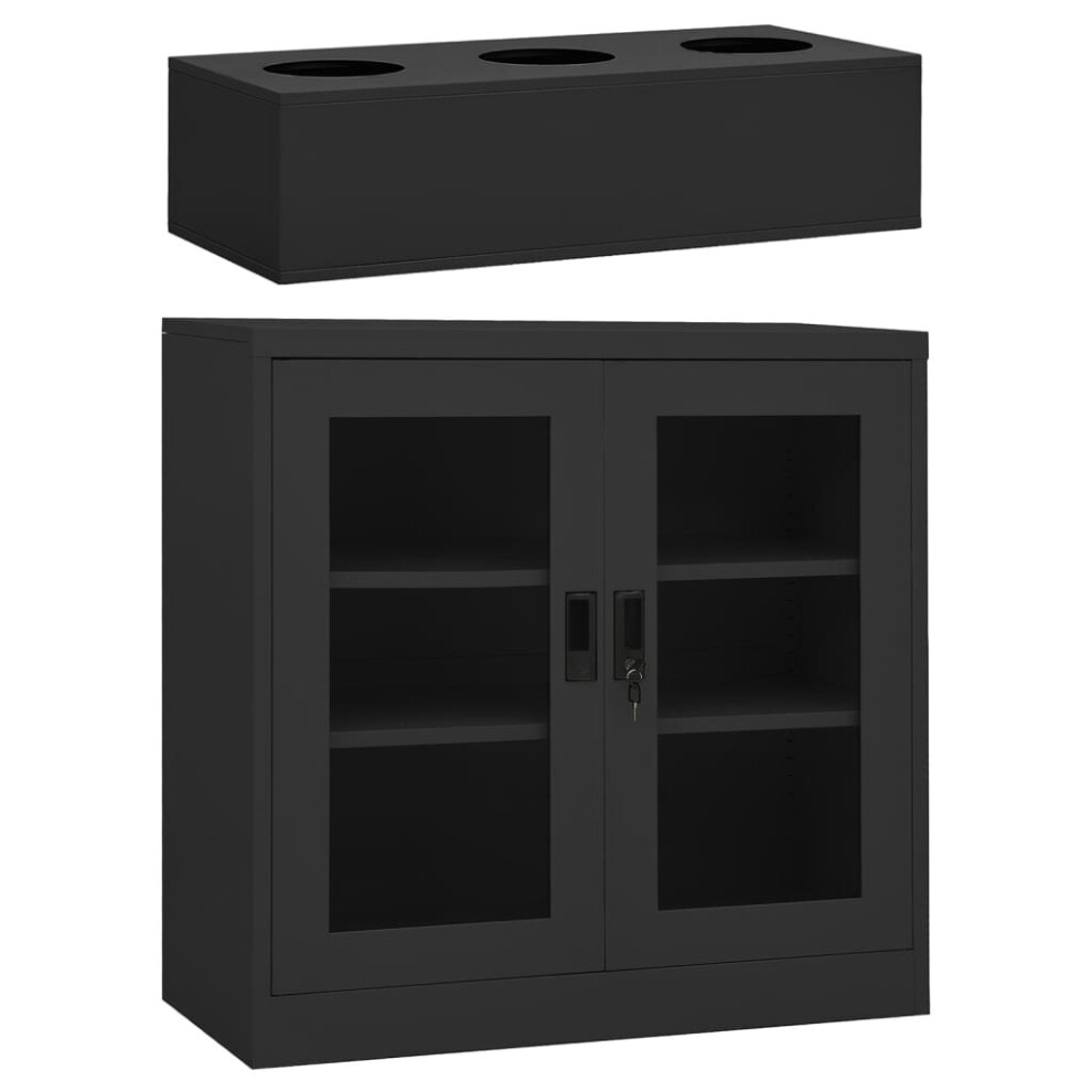 vidaXL Office Cabinet with Planter Box Anthracite Steel Flower Box Plant Pot