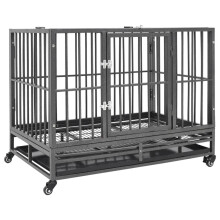vidaXL Dog Cage with Wheels Steel Outdoor Crate Playpen Enclosure Pen Kennel