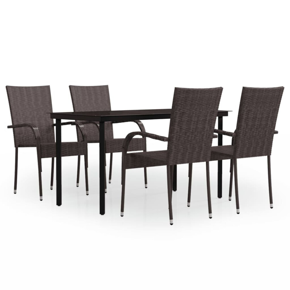 vidaXL Outdoor Dining Set 5 Piece Brown and Black Patio Garden Seat Furniture