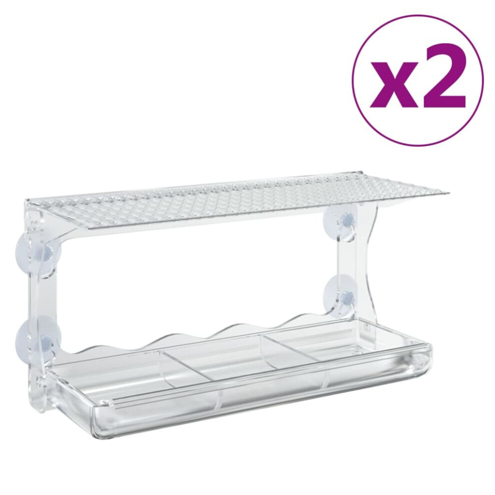 Vidaxl 2X Window Bird Feeders Acrylic Birdhouse Feeding Station Seed Feeder