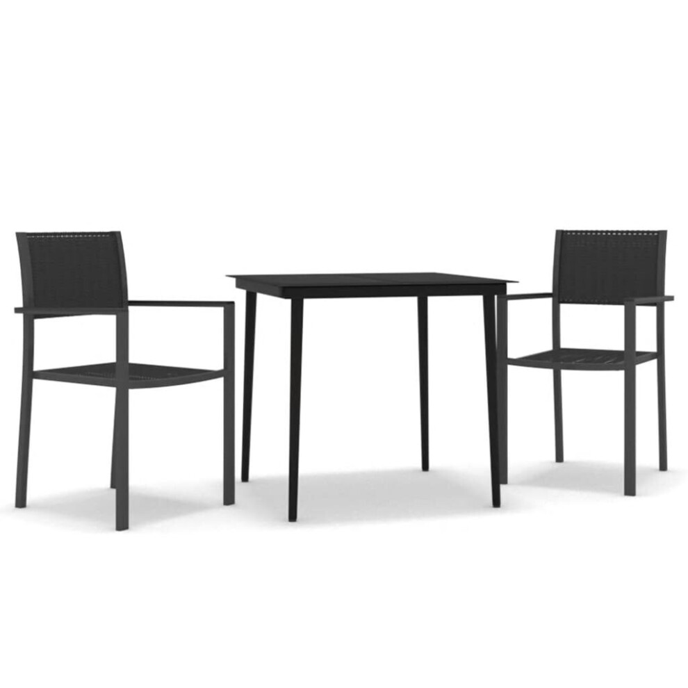 Vidaxl Garden Dining Set 3 Piece Black Outdoor Patio Furniture Table And Chair