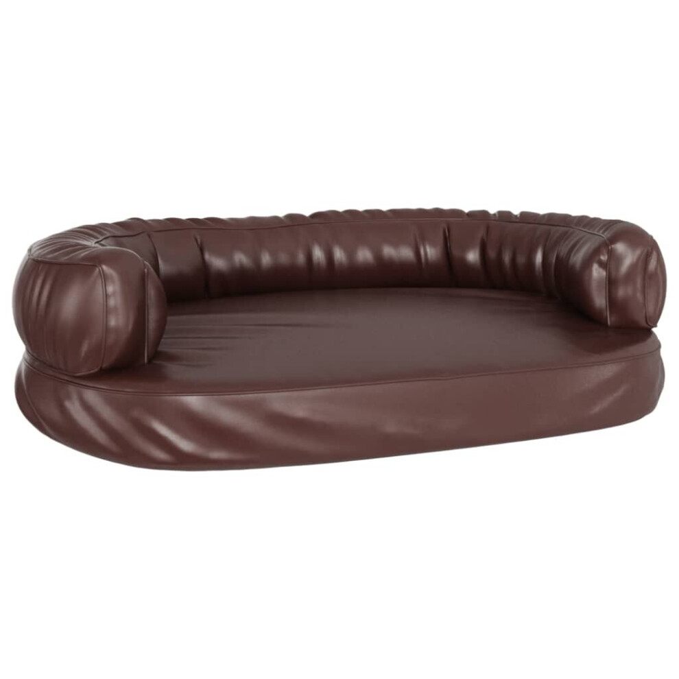 vidaXL Ergonomic Foam Dog Bed Brown Faux Leather Dog Pet Sofa Basket Couch