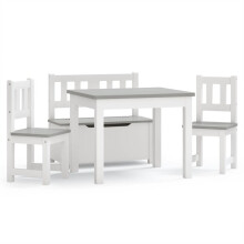 vidaXL Children Table and Chair Set 4 Piece White and Grey MDF Kids Furniture