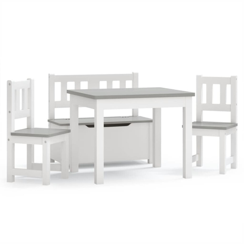 vidaXL Children Table And Chair Set 4 Piece White And Grey MDF Kids Furniture