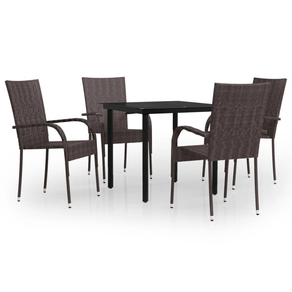 vidaXL Outdoor Dining Set 5 Piece Brown and Black Patio Garden Seat Furniture