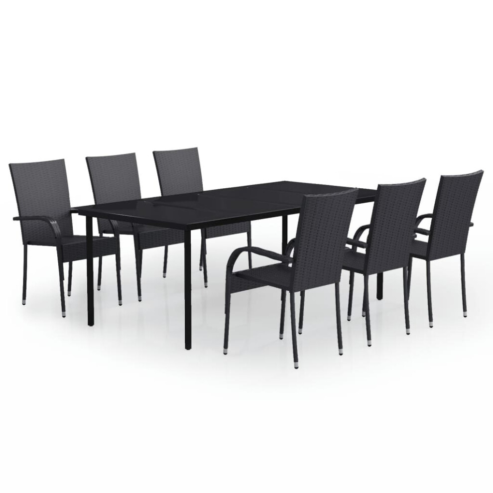 vidaXL Garden Dining Set 7 Piece Black Patio Outdoor Table and Chair Furniture