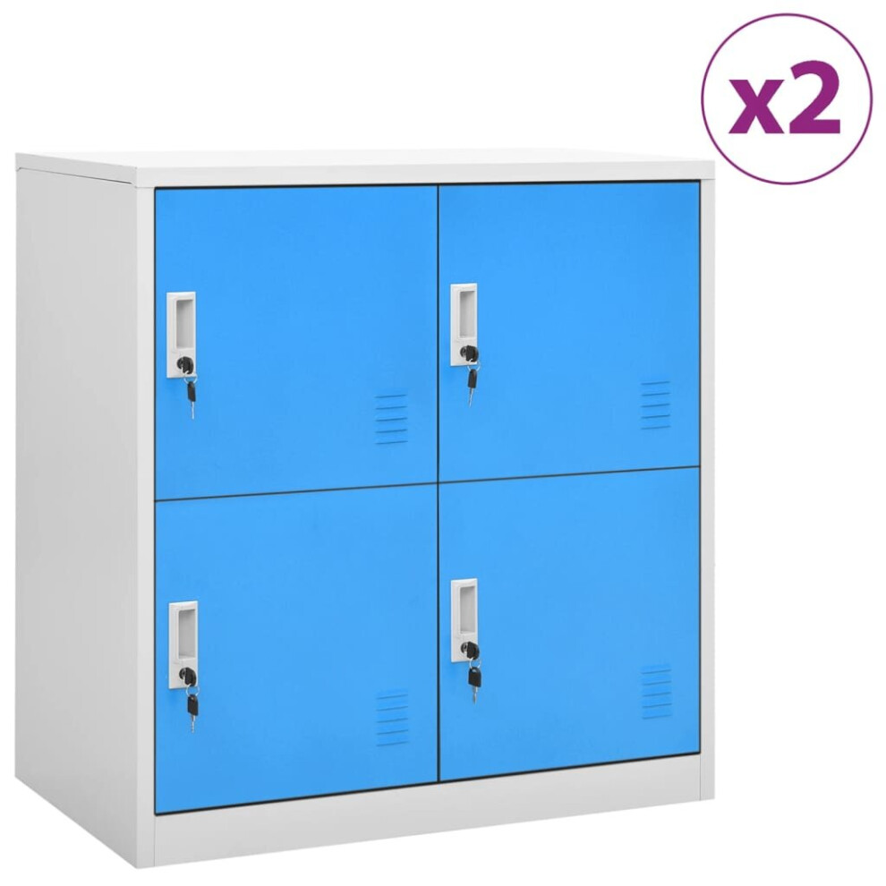 vidaXL 2x Locker Cabinets Light Grey and Blue Steel Office Storage Cabinet