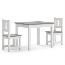 vidaXL Children Table and Chair Set 3 Piece White and Grey MDF Kids Furniture