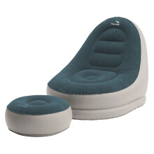 Easy Camp Inflatable Lounge Set – Steel Grey & Blue (420061): Inflatable lounge chair + pouf, 83x93x85 cm + 55x29 cm