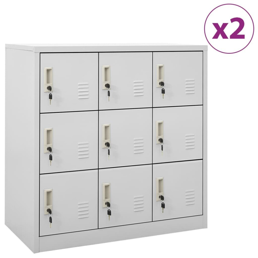 vidaXL 2x Locker Cabinets Light Grey Steel Office School Storage Side Cabinet