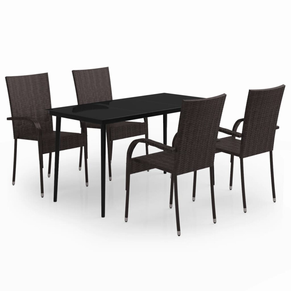 vidaXL Garden Dining Set 5 Piece Brown and Black Patio Outdoor Seat Furniture