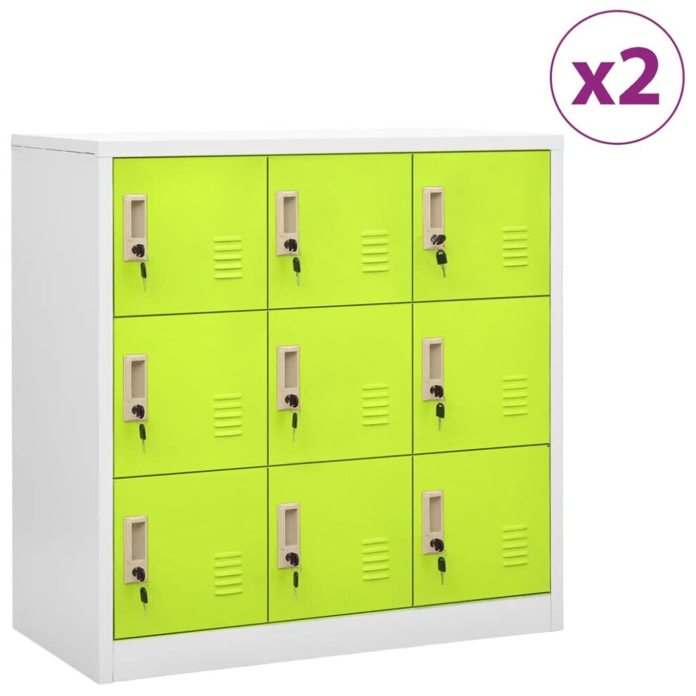 vidaXL 2x Locker Cabinets Light Grey and Green Steel Office Storage Cabinet