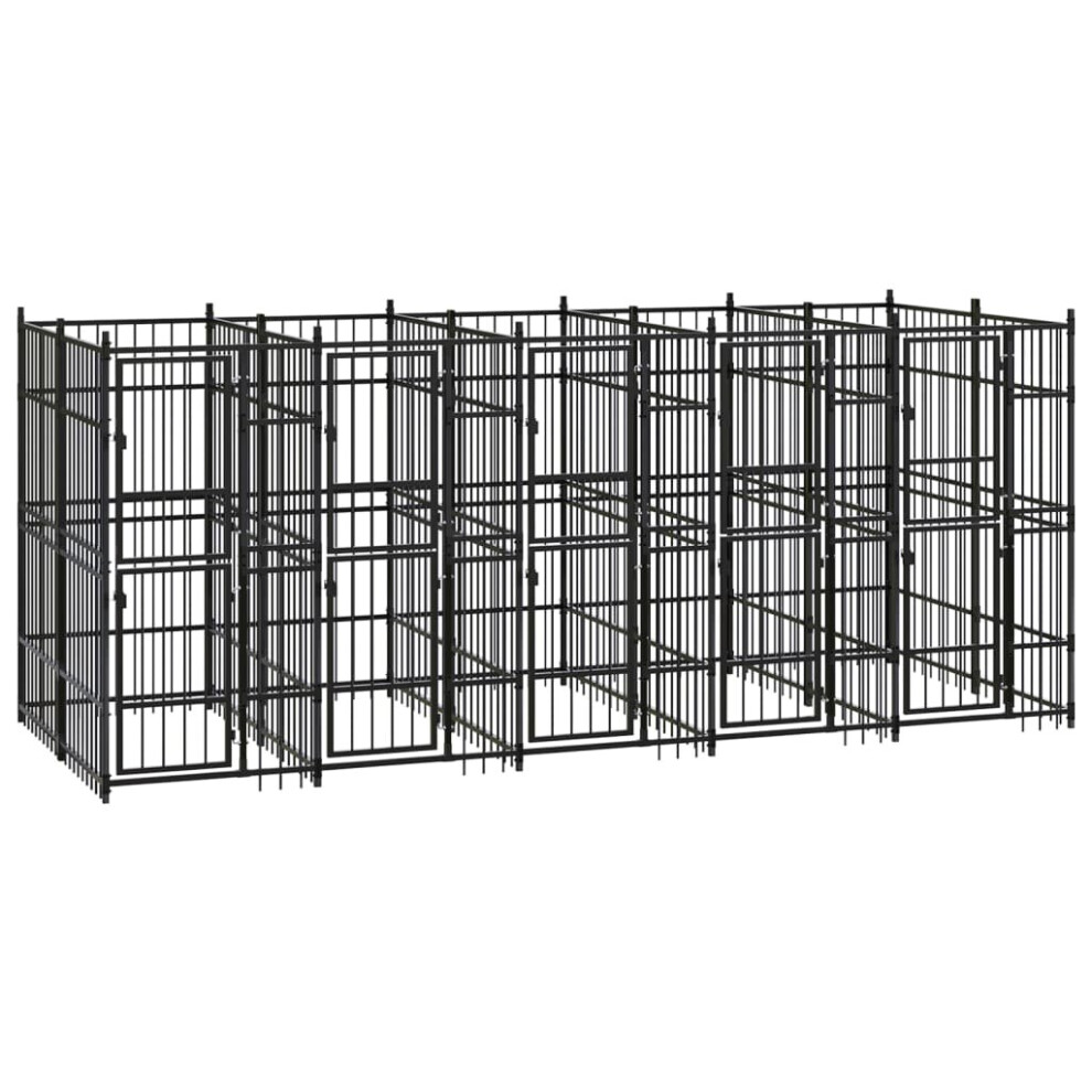 vidaXL Outdoor Dog Kennel Steel 9.22 m? Garden Patio Puppy Enclosure Dog House