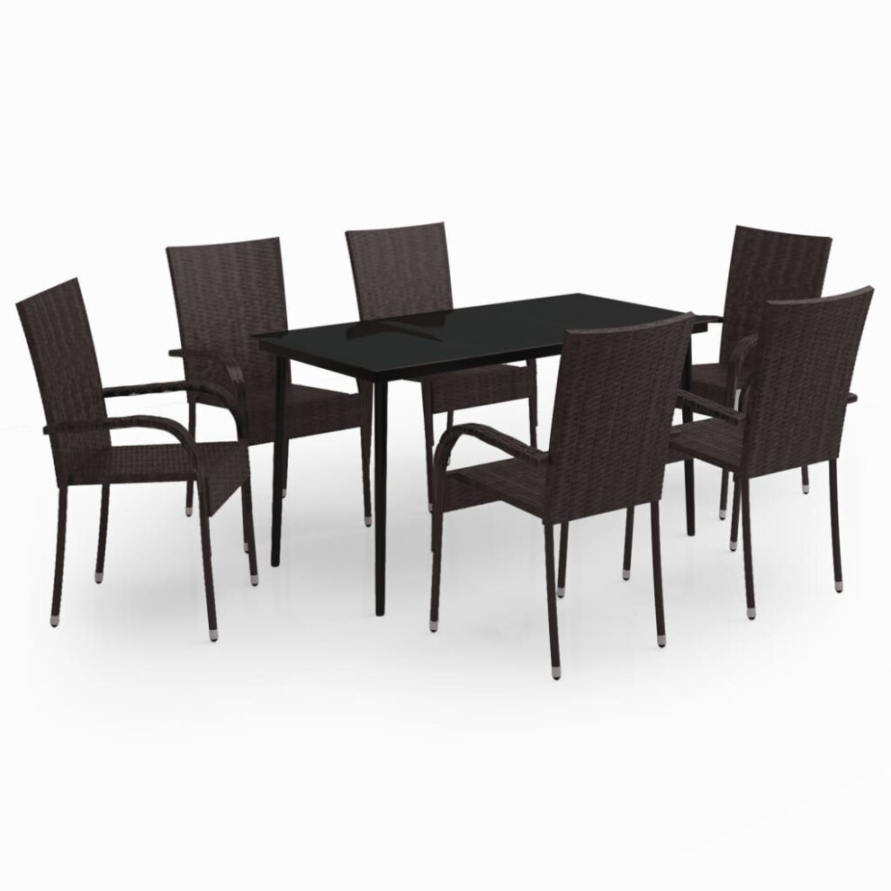 vidaXL Garden Dining Set 7 Piece Brown and Black Patio Outdoor Seat Furniture