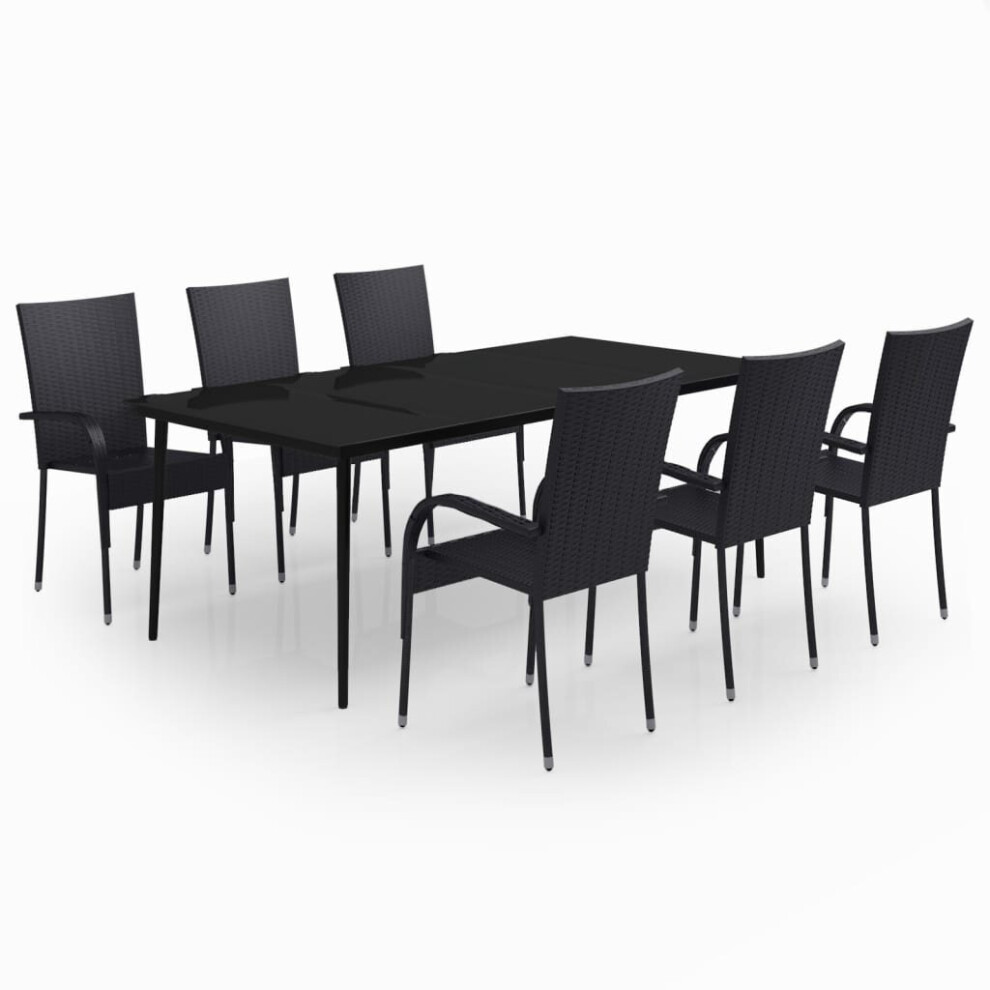 vidaXL Garden Dining Set 7 Piece Black Patio Outdoor Table and Chair Furniture