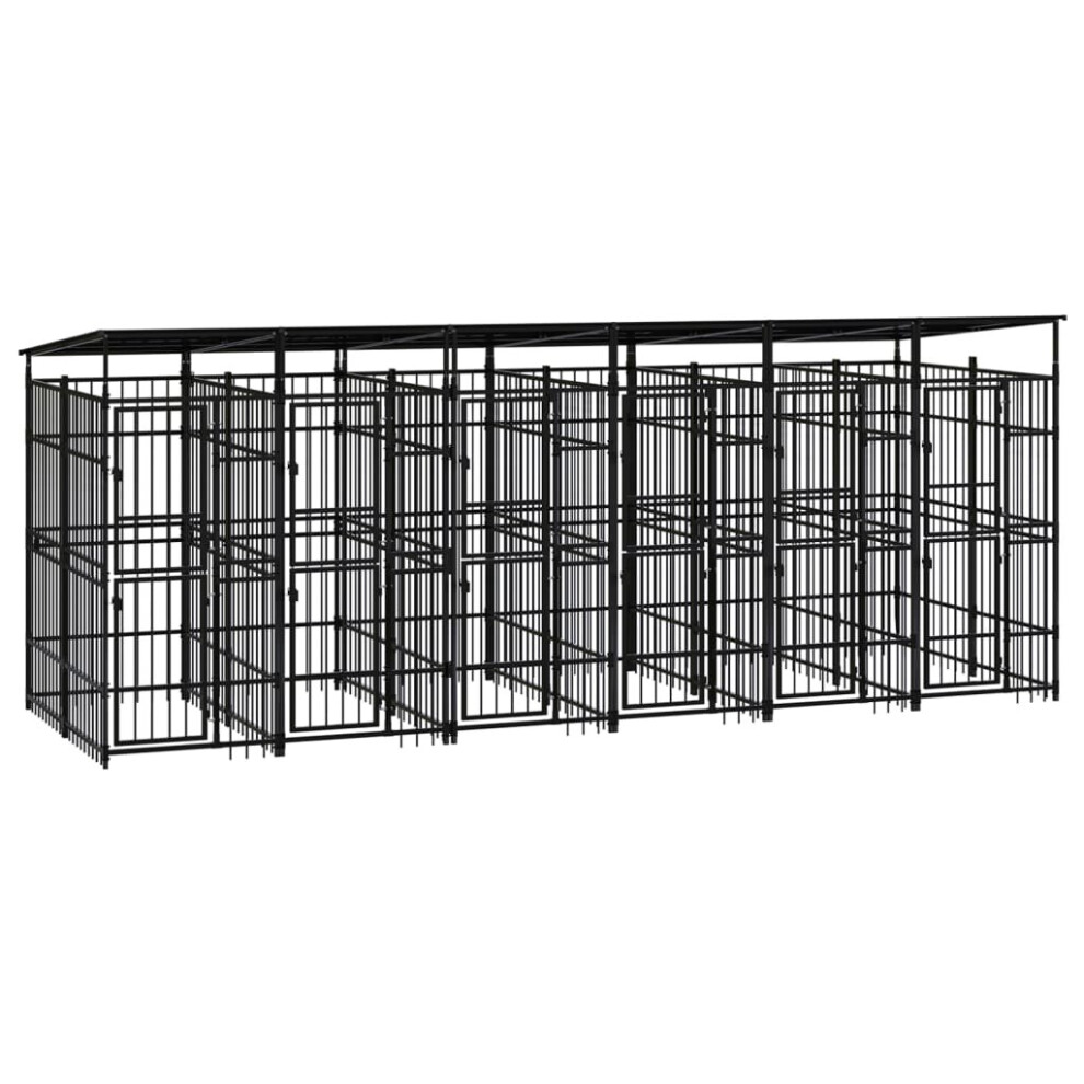 Vidaxl Outdoor Dog Kennel With Roof Steel 11.06 M? Puppy Enclosure Dog House