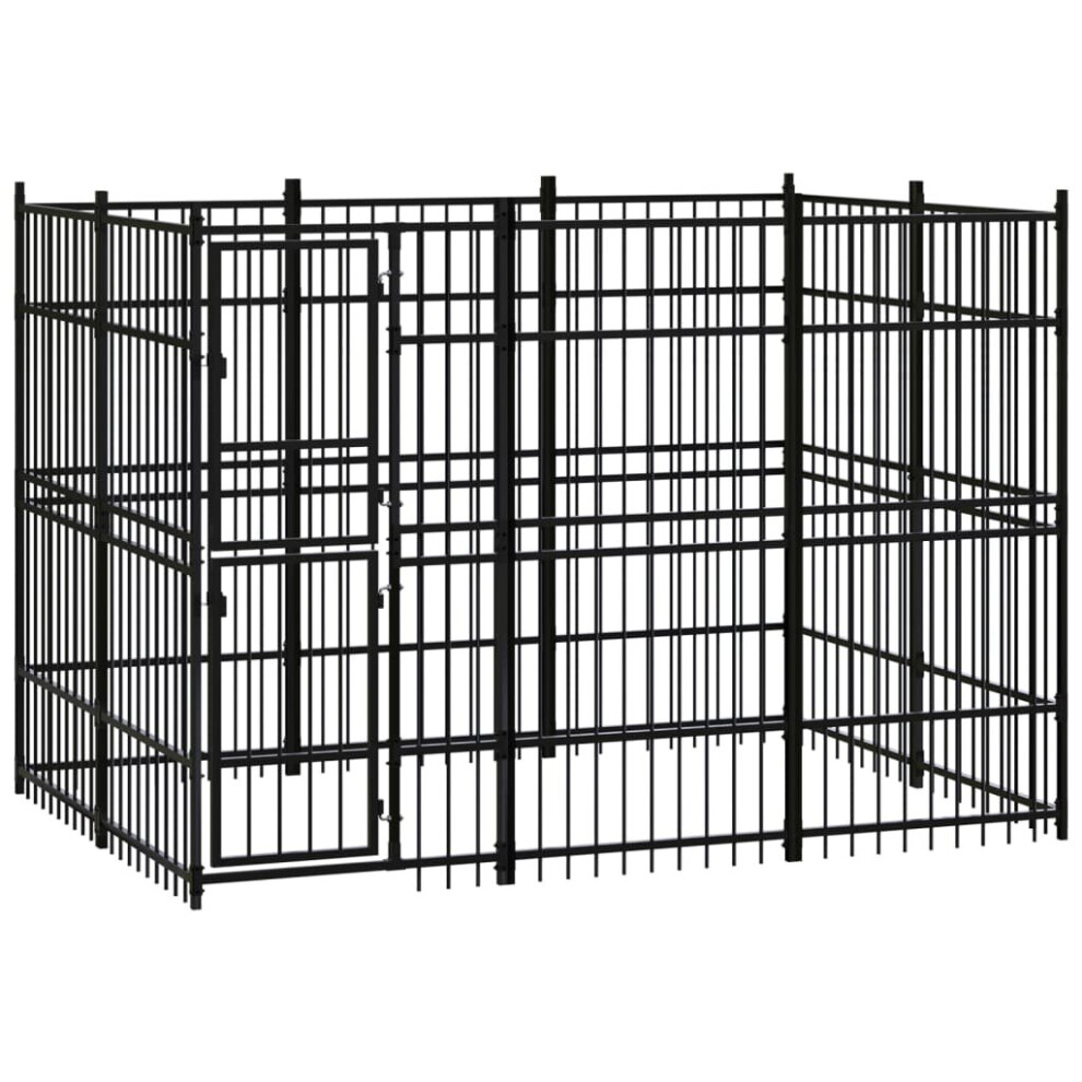 vidaXL Outdoor Dog Kennel Steel Outdoor Puppy Enclosure Dog Pet Supply Cage