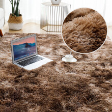 (100*120CM, brown) Fluffy Shaggy Rug Large Carpet Mat Bedroom Rug